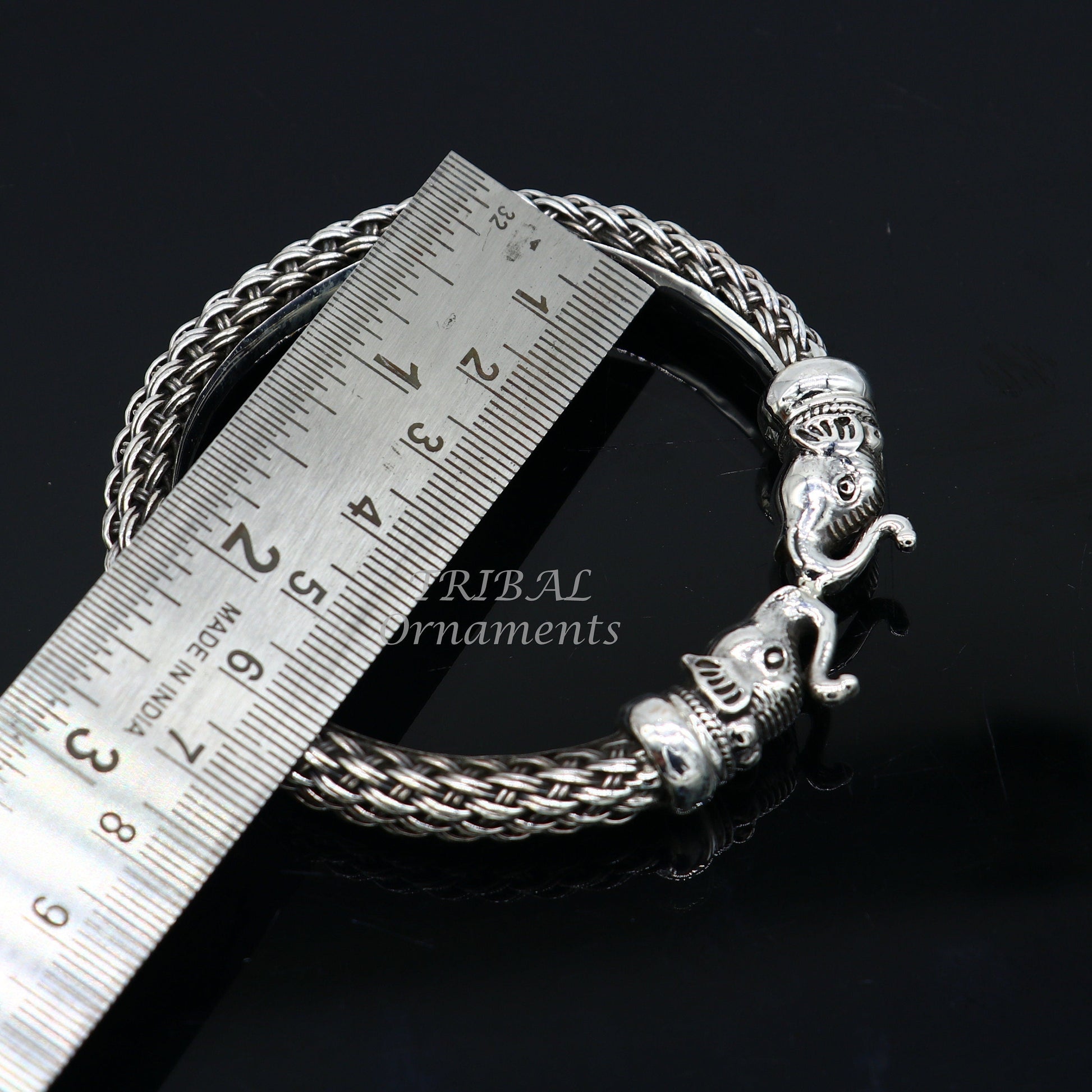 Vintage antique design handcrafted work 925 sterling silver elephant face bangle bracelet tribal jewelry best gifting nsk507 - TRIBAL ORNAMENTS