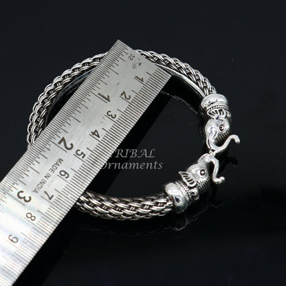 Vintage antique design handcrafted work 925 sterling silver elephant face bangle bracelet tribal jewelry best gifting nsk507 - TRIBAL ORNAMENTS