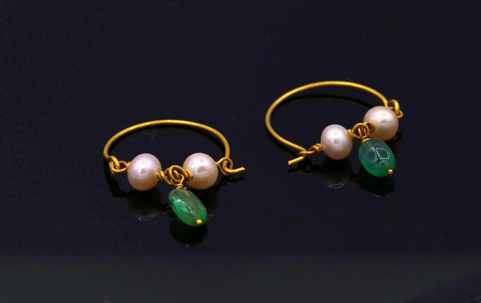 Vintage antique design handmade 18k yellow gold hoop earrings bali from rajasthan india best for girls - TRIBAL ORNAMENTS
