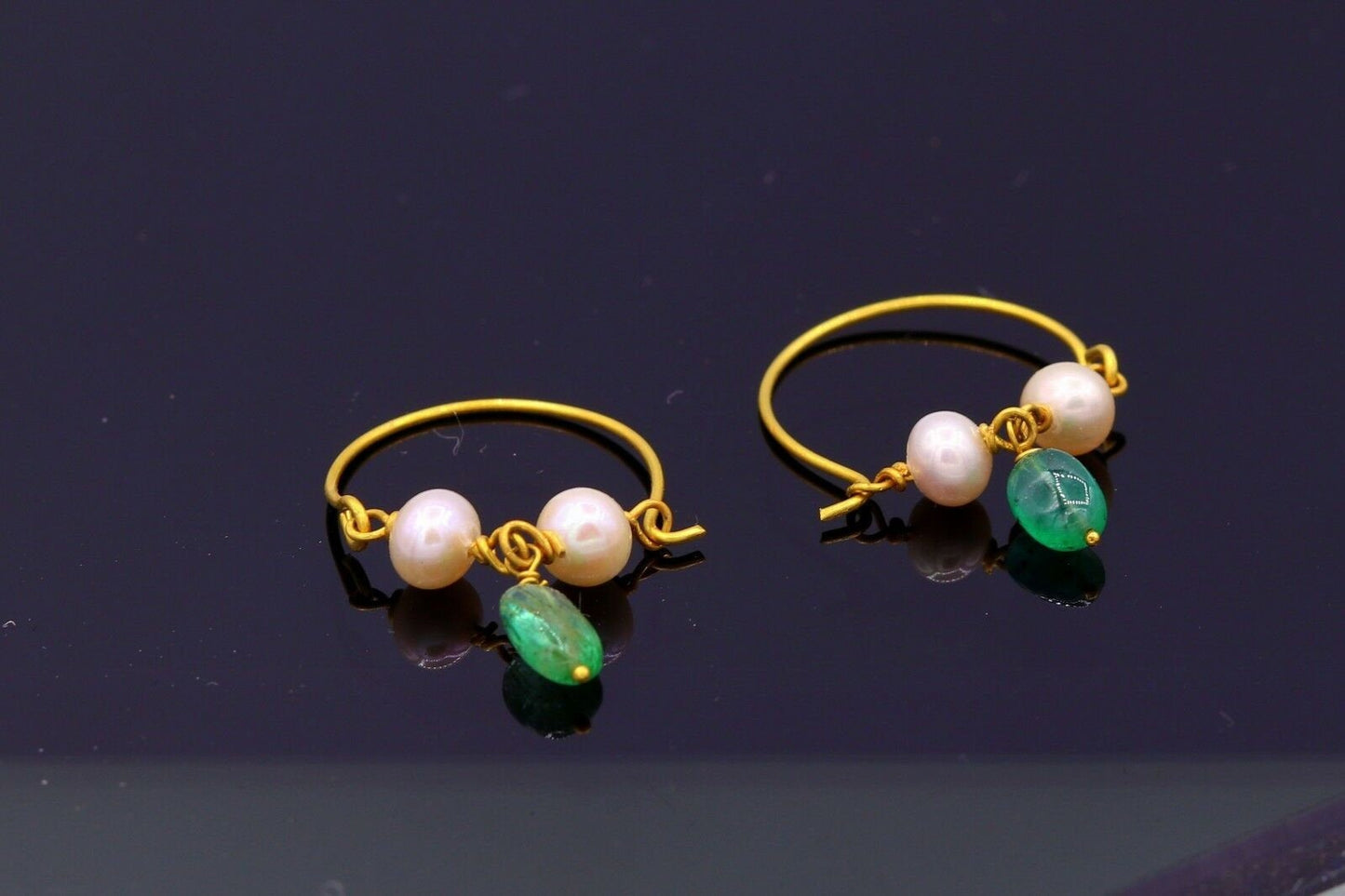 Vintage antique design handmade 18k yellow gold hoop earrings bali from rajasthan india best for girls - TRIBAL ORNAMENTS