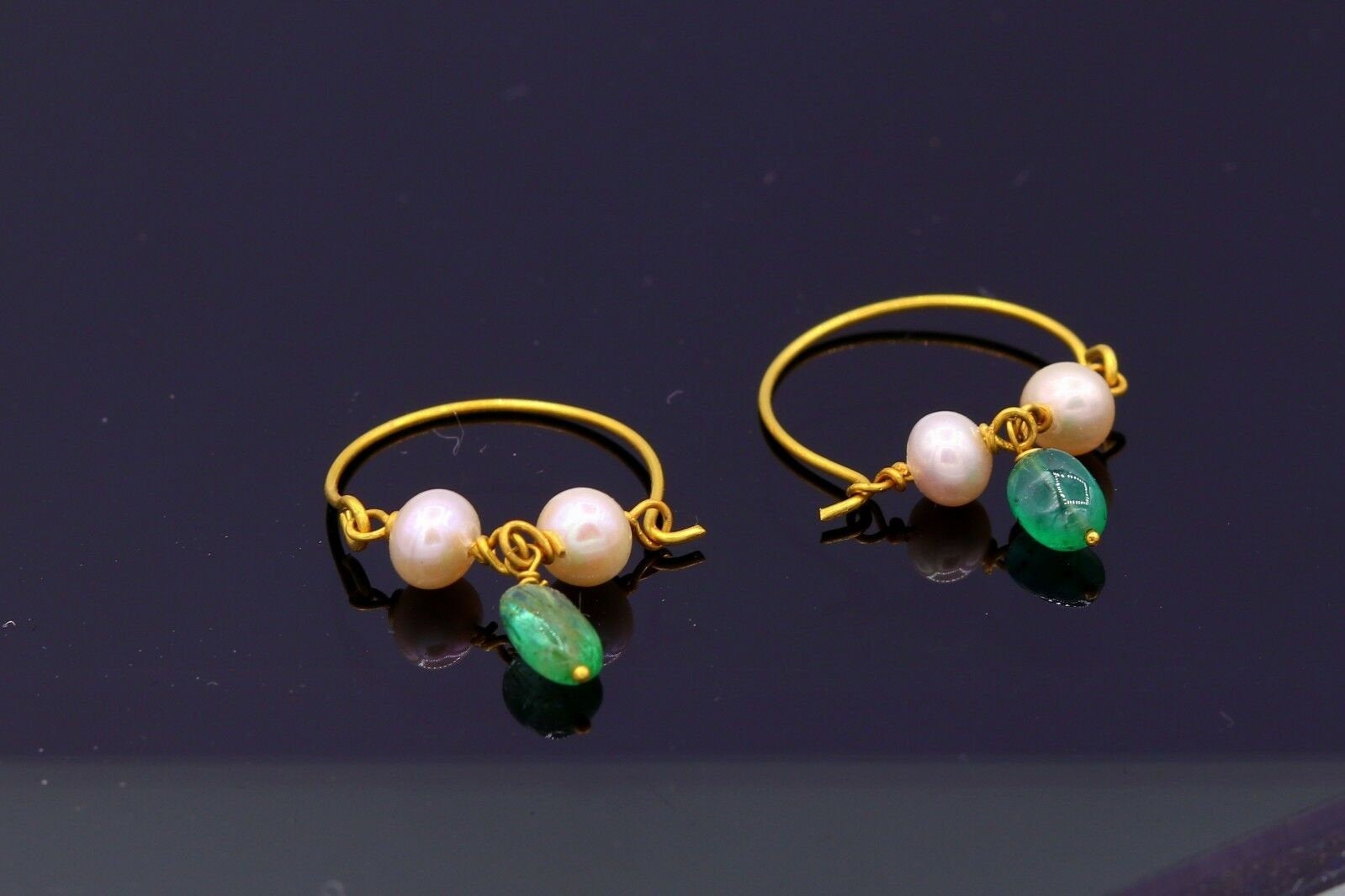 Vintage antique design handmade 18k yellow gold hoop earrings bali from rajasthan india best for girls - TRIBAL ORNAMENTS