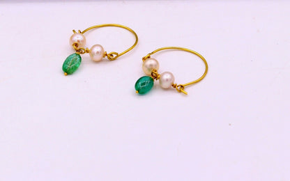 Vintage antique design handmade 18k yellow gold hoop earrings bali from rajasthan india best for girls - TRIBAL ORNAMENTS