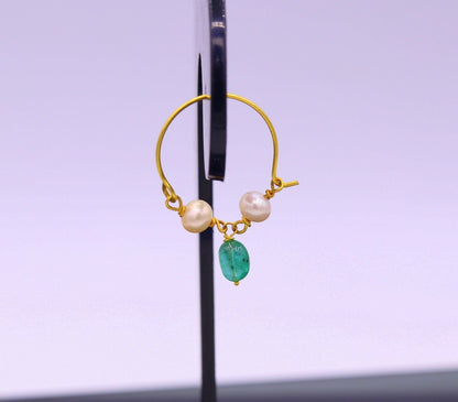 Vintage antique design handmade 18k yellow gold hoop earrings bali from rajasthan india best for girls - TRIBAL ORNAMENTS