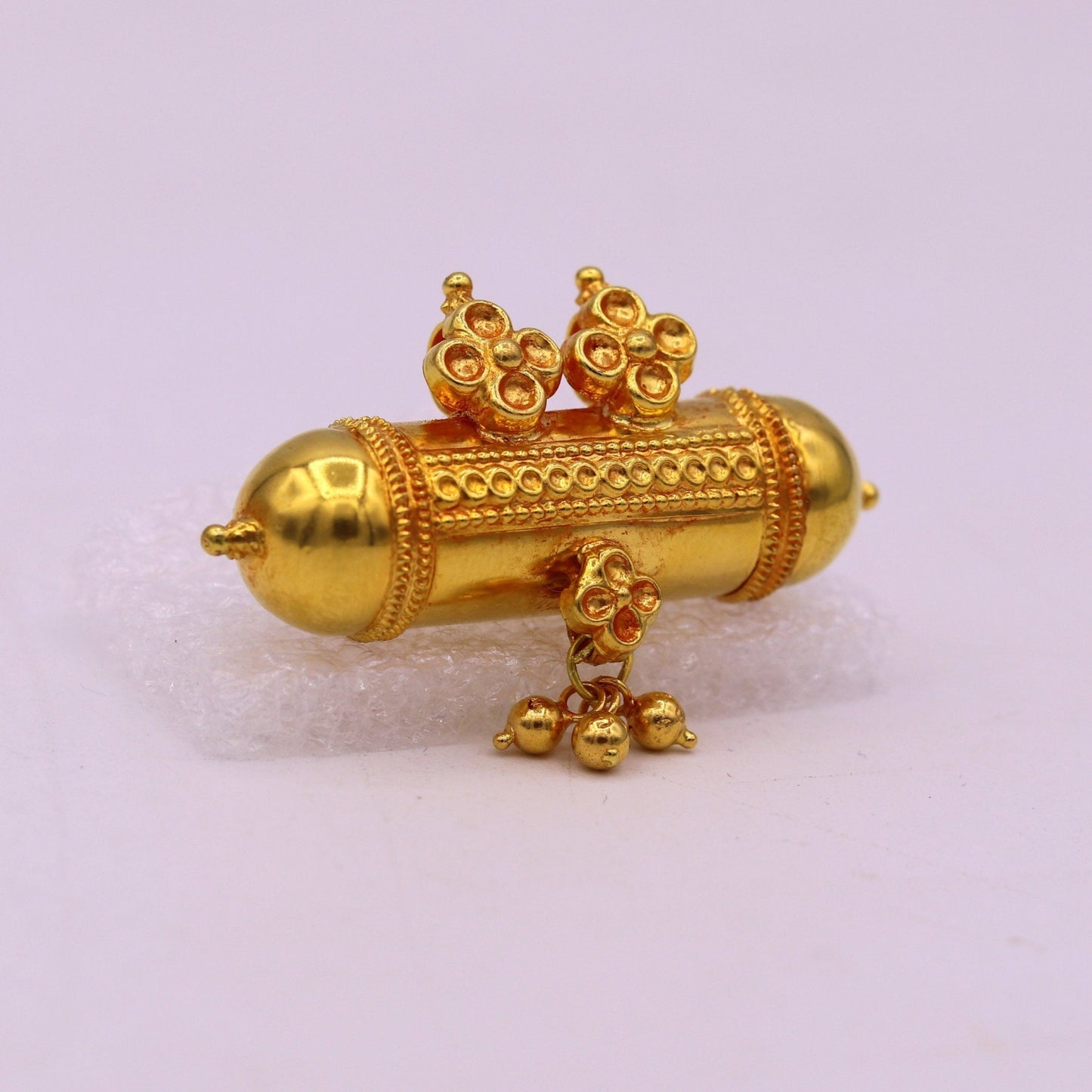 Vintage antique design handmade 20karat yellow gold amulet pendant with fabulous hanging bells excellent women's girl's jewelry from india - TRIBAL ORNAMENTS