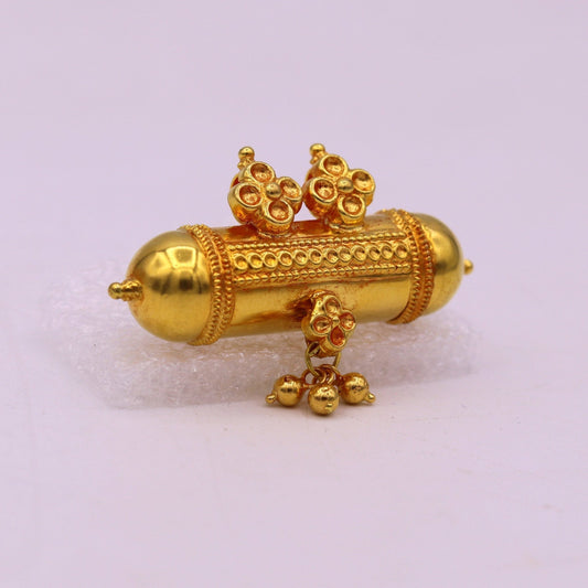 Vintage antique design handmade 20karat yellow gold amulet pendant with fabulous hanging bells excellent women's girl's jewelry from india - TRIBAL ORNAMENTS
