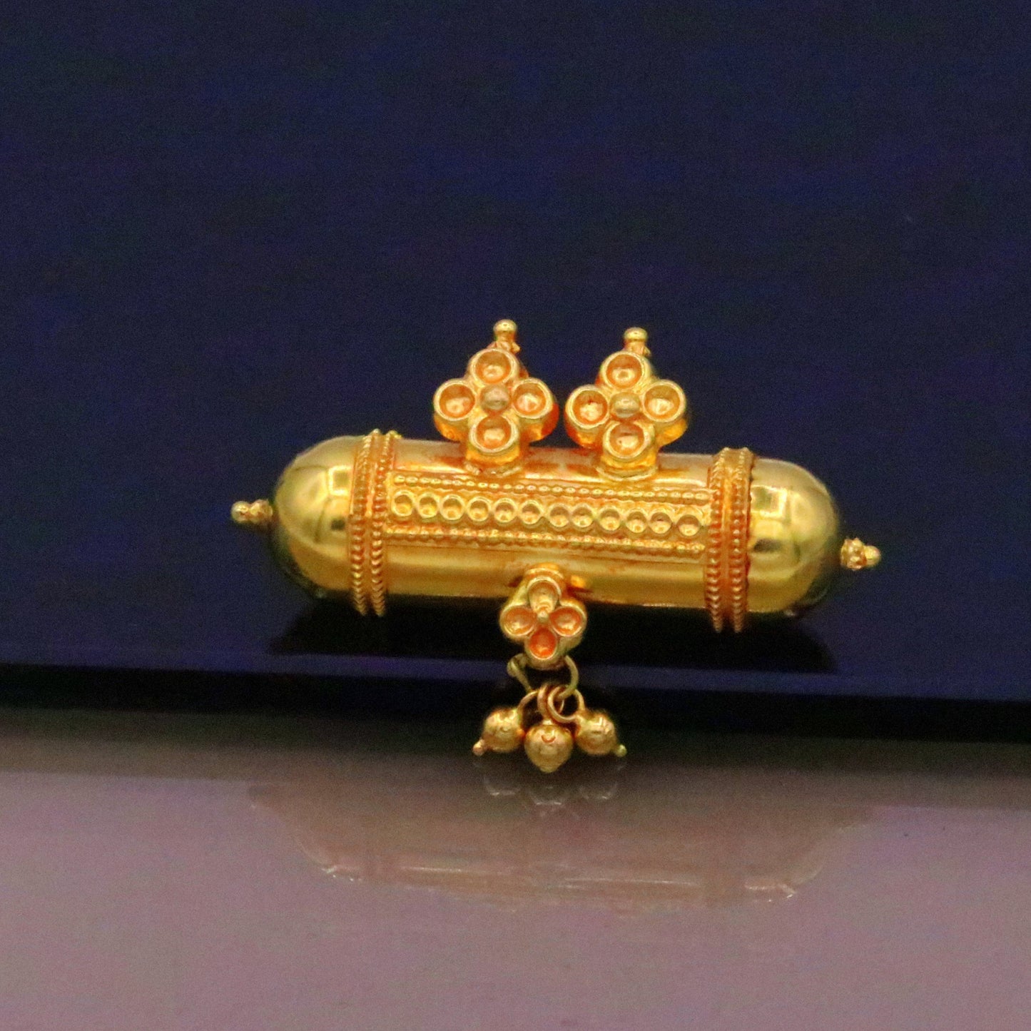 Vintage antique design handmade 20karat yellow gold amulet pendant with fabulous hanging bells excellent women's girl's jewelry from india - TRIBAL ORNAMENTS