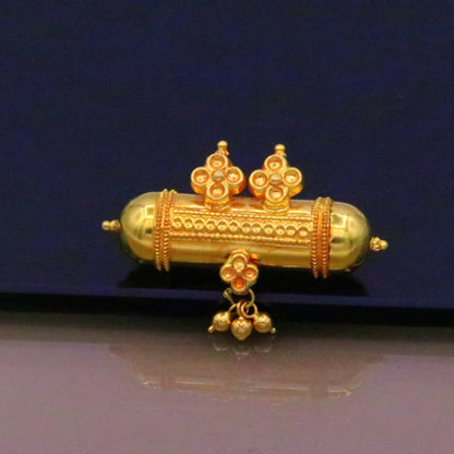 Vintage antique design handmade 20karat yellow gold amulet pendant with fabulous hanging bells excellent women's girl's jewelry from india - TRIBAL ORNAMENTS