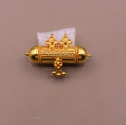Vintage antique design handmade 20karat yellow gold amulet pendant with fabulous hanging bells excellent women's girl's jewelry from india - TRIBAL ORNAMENTS