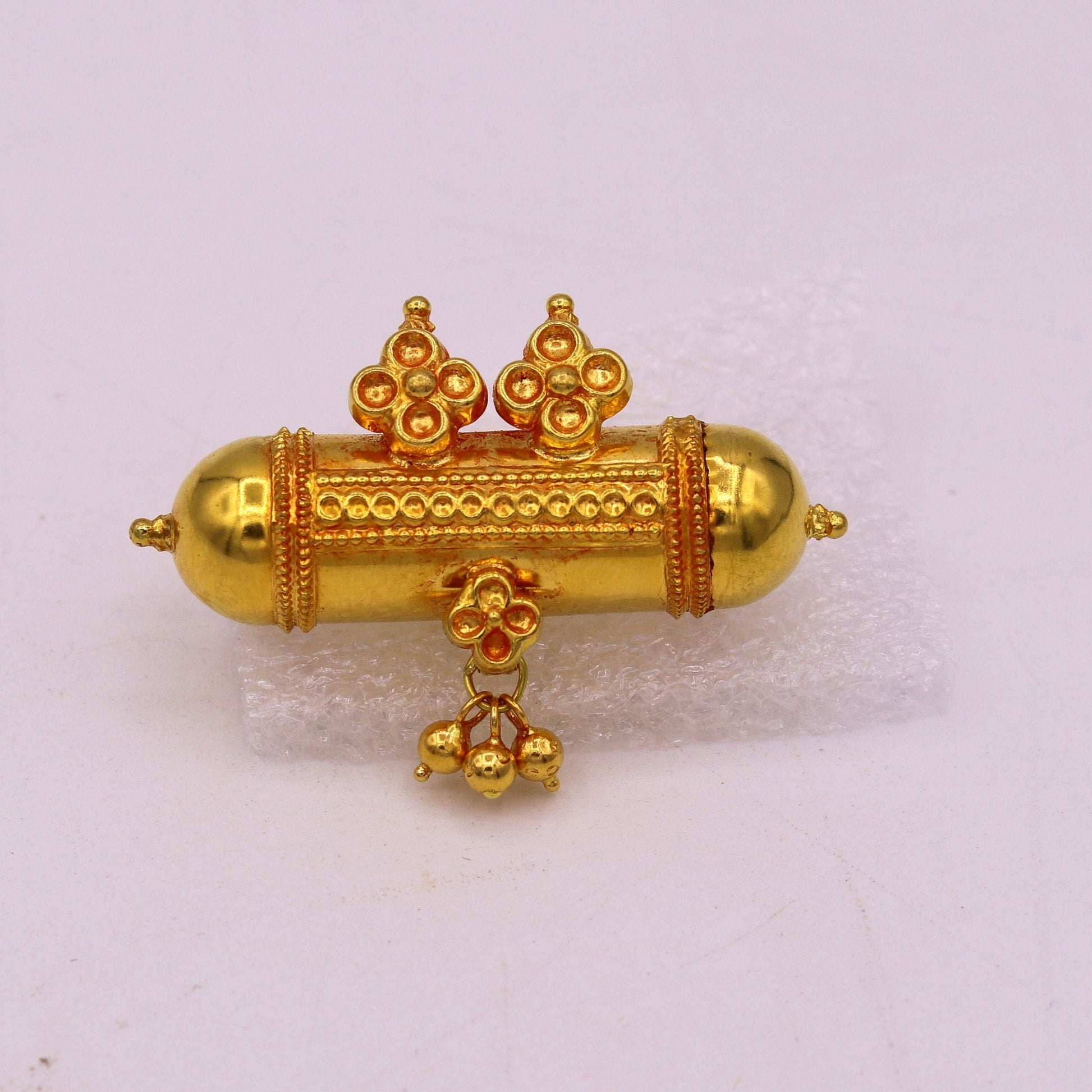 Vintage antique design handmade 20karat yellow gold amulet pendant with fabulous hanging bells excellent women's girl's jewelry from india - TRIBAL ORNAMENTS