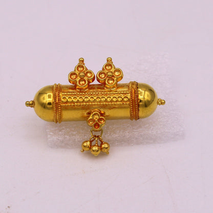 Vintage antique design handmade 20karat yellow gold amulet pendant with fabulous hanging bells excellent women's girl's jewelry from india - TRIBAL ORNAMENTS