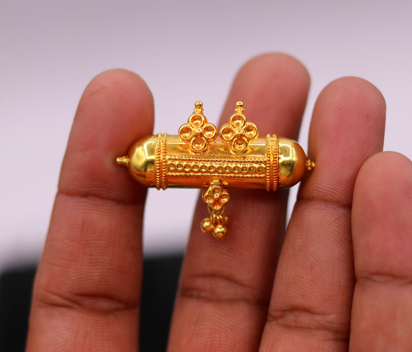 Vintage antique design handmade 20karat yellow gold amulet pendant with fabulous hanging bells excellent women's girl's jewelry from india - TRIBAL ORNAMENTS