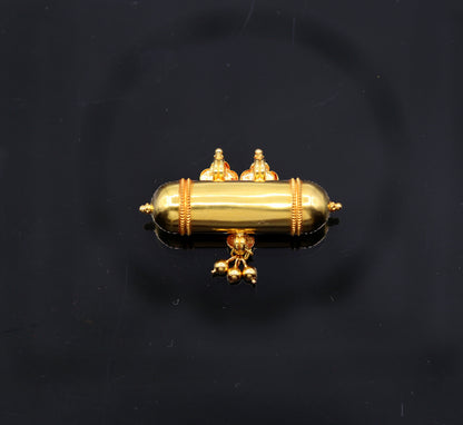 Vintage antique design handmade 20karat yellow gold amulet pendant with fabulous hanging bells excellent women's girl's jewelry from india - TRIBAL ORNAMENTS