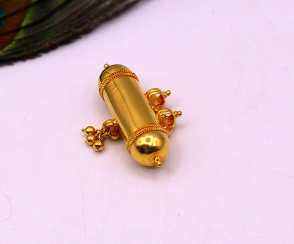 Vintage antique design handmade 20karat yellow gold amulet pendant with fabulous hanging bells excellent women's girl's jewelry from india - TRIBAL ORNAMENTS