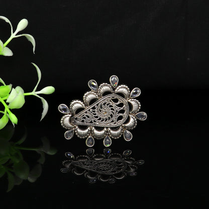 Vintage antique design handmade 925 sterling silver gorgeous charm ring adjustable band,stylish gifting stone work tribal jewelry ring245 - TRIBAL ORNAMENTS