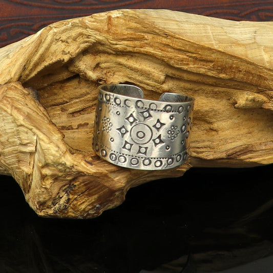 Vintage antique design handmade 925 sterling silver gorgeous charm ring adjustable band, stylish gifting stone work tribal jewelry ring247 - TRIBAL ORNAMENTS