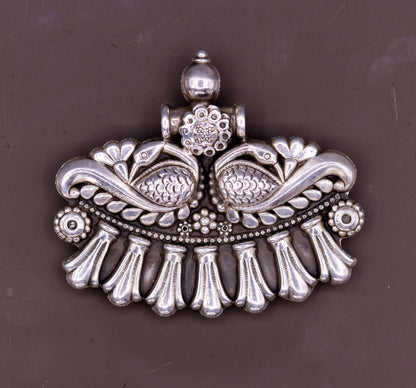 Vintage antique design handmade 925 sterling silver gorgeous design peacock pendant ethnic tribal jewelry from India nsp247 - TRIBAL ORNAMENTS