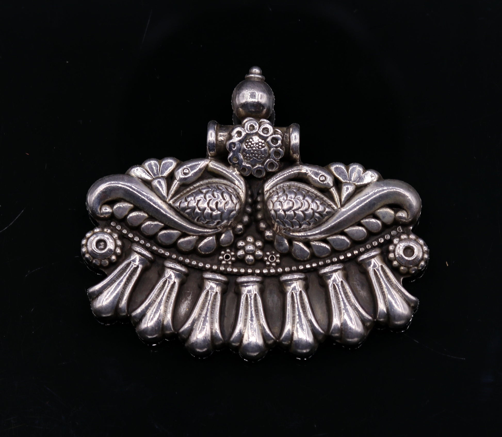 Vintage antique design handmade 925 sterling silver gorgeous design peacock pendant ethnic tribal jewelry from India nsp247 - TRIBAL ORNAMENTS