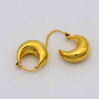 Vintage handmade 925 sterling silver and gold polished boho hoops earrings with tribal Banjara design from Tribal Ornaments.