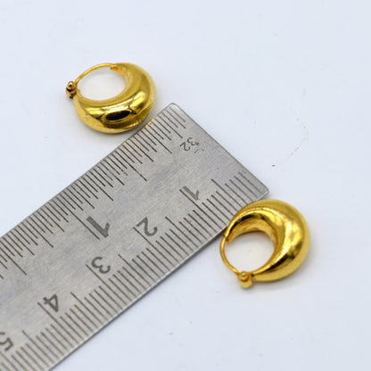 Vintage handmade 925 sterling silver gold-polished boho hoop earrings with tribal Bali Banjara design by TRIBAL ORNAMENTS