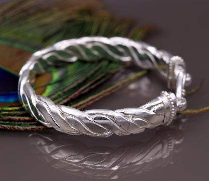 Vintage antique solid silver chain bracelet by Tribal Ornaments, handcrafted men's jewelry perfect for gifting.