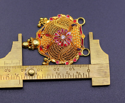 Vintage 22KT yellow gold handmade pendant from Rajasthan, traditional bridal mangalsutra jewelry by TRIBAL ORNAMENTS.