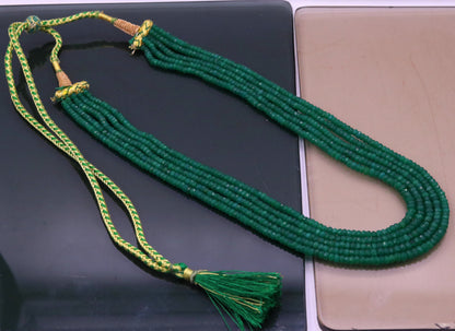 Vintage antique design handmade gorgeous Green Quartz five line necklace, excellent beaded charm necklace tribal jewelry from india qd02 - TRIBAL ORNAMENTS