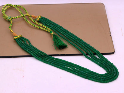 Vintage antique design handmade gorgeous Green Quartz five line necklace, excellent beaded charm necklace tribal jewelry from india qd02 - TRIBAL ORNAMENTS