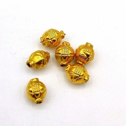 Vintage antique design handmade gorgeous lot 6 pieces 22kt yellow gold beads jewelry findings use to custom jewelry making ideas from india - TRIBAL ORNAMENTS