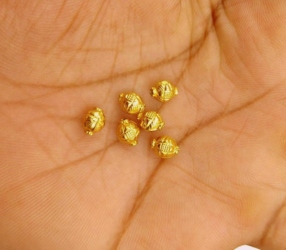 Vintage antique design handmade gorgeous lot 6 pieces 22kt yellow gold beads jewelry findings use to custom jewelry making ideas from india - TRIBAL ORNAMENTS