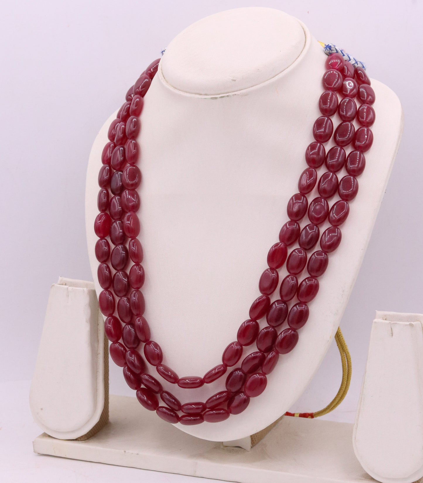 Vintage antique design handmade gorgeous Red Quartz three line necklace, excellent beaded charm necklace tribal jewelry from india qd01 - TRIBAL ORNAMENTS