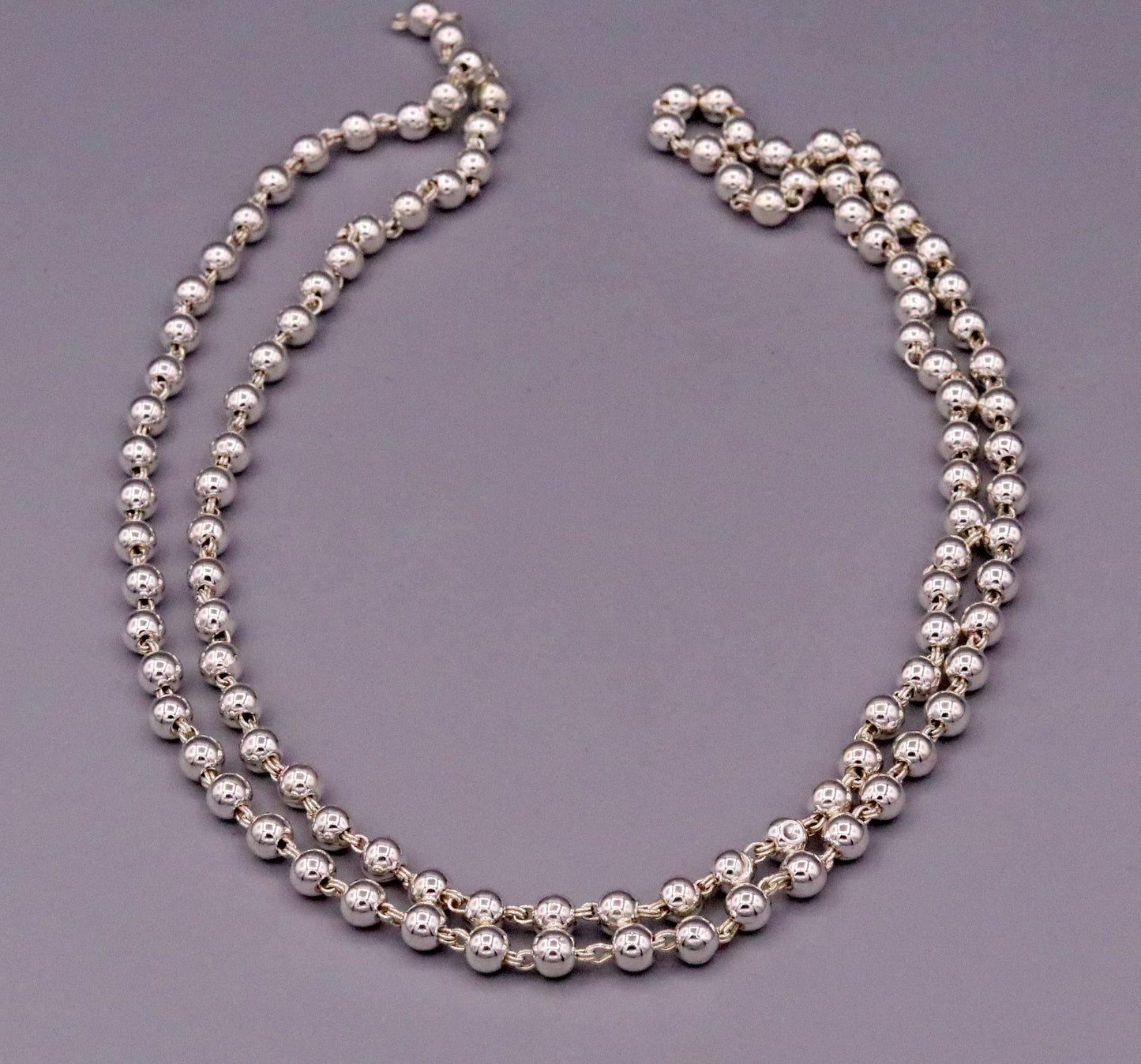 Vintage antique design handmade solid silver 108 beads ball jaap mala chain necklace for japping mantra for god, mediation ch22 - TRIBAL ORNAMENTS