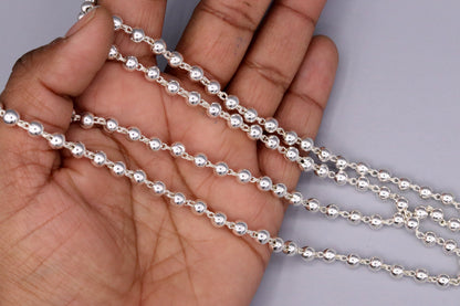Vintage solid silver 108 beads jaap mala chain necklace by TRIBAL ORNAMENTS for japping mantra, meditation, and spiritual practice.