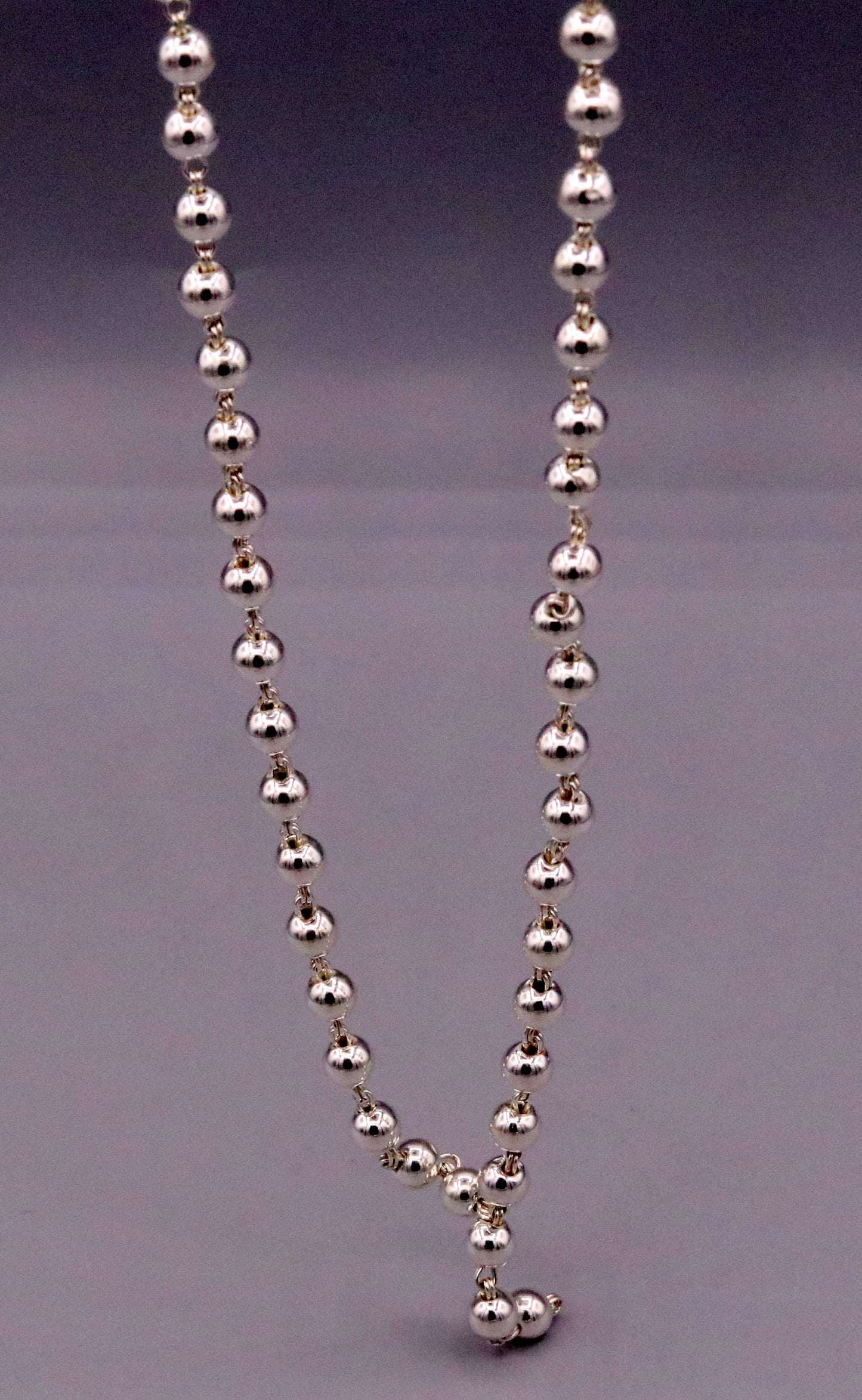 Vintage antique design handmade solid silver 108 beads ball jaap mala chain necklace for japping mantra for god, mediation ch22 - TRIBAL ORNAMENTS