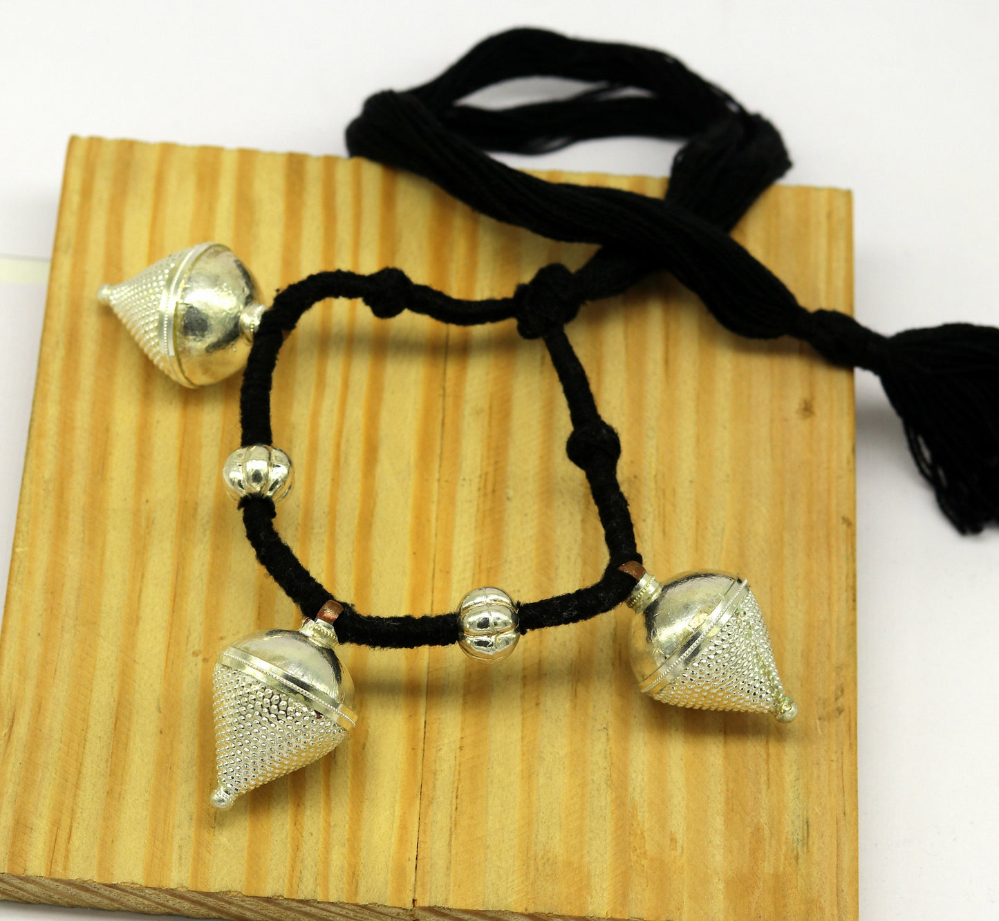 Sterling silver tribal charm necklace with vintage antique design, handmade ethnic jewelry for bridesmaids by TRIBAL ORNAMENTS
