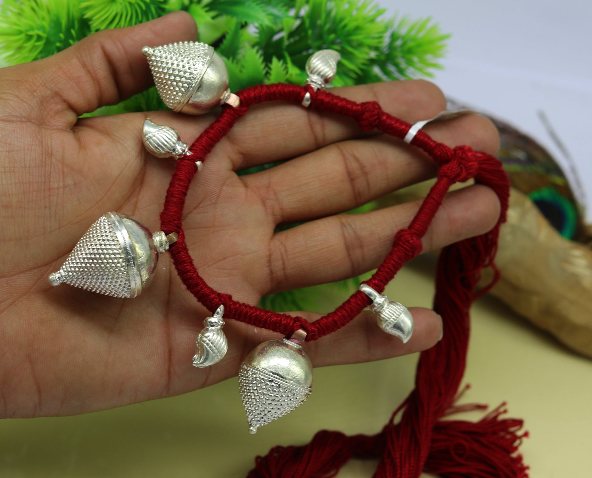 Vintage tribal design sterling silver necklace with handcrafted customized charms, ethnic jewelry perfect for bridesmaids.