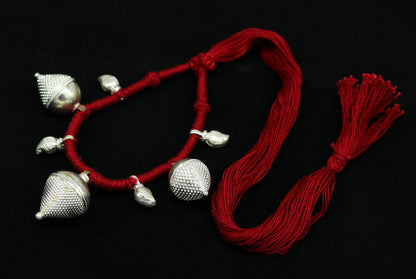 Sterling silver tribal charm necklace with vintage design, handmade ethnic jewelry for bridesmaids by TRIBAL ORNAMENTS.