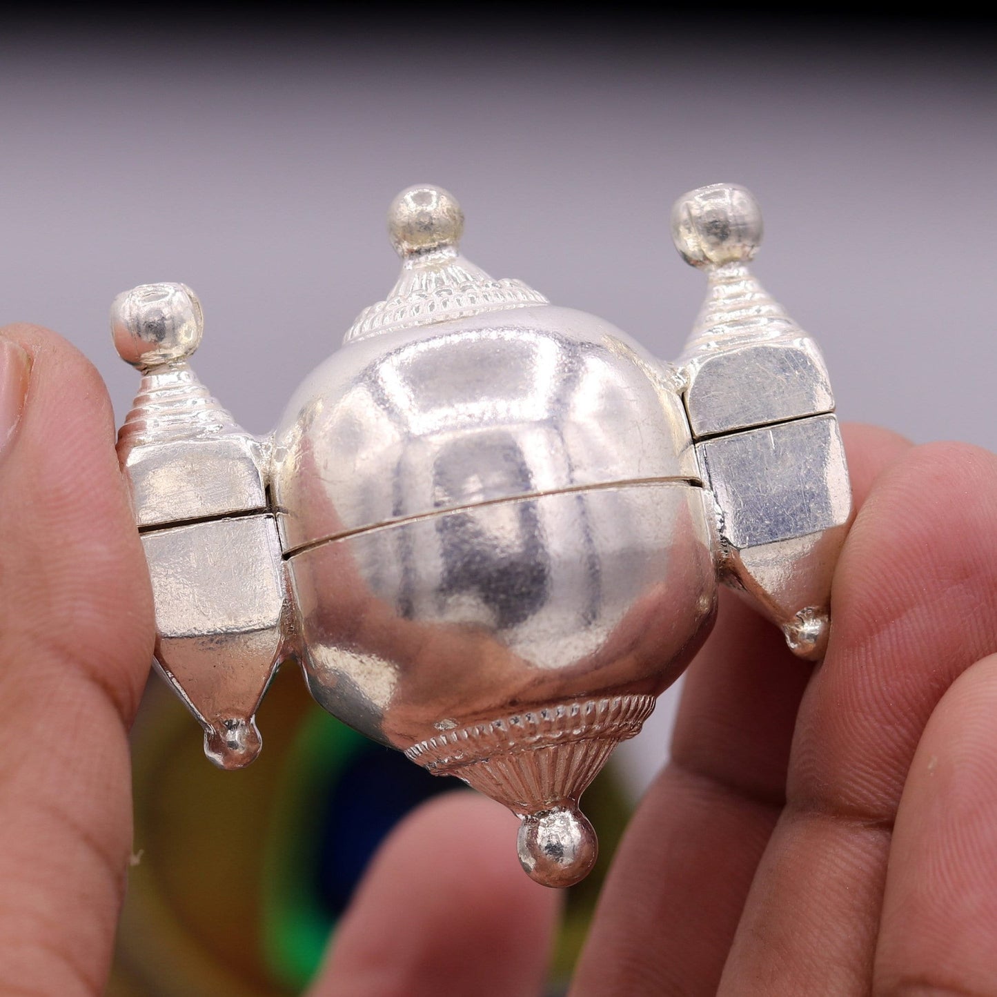 Vintage antique design rare Indian lord shiva lingam box container box sterling silver pendant jewelry from rajasthan india nsp116 - TRIBAL ORNAMENTS