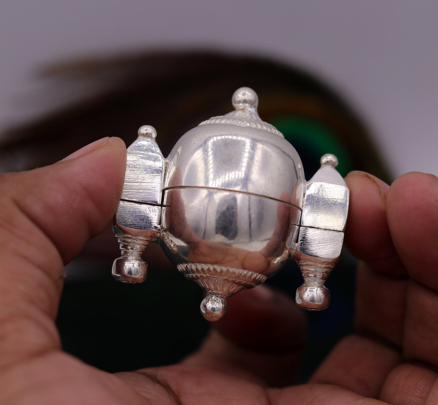 Vintage antique design rare Indian lord shiva lingam box container box sterling silver pendant jewelry from rajasthan india nsp117 - TRIBAL ORNAMENTS