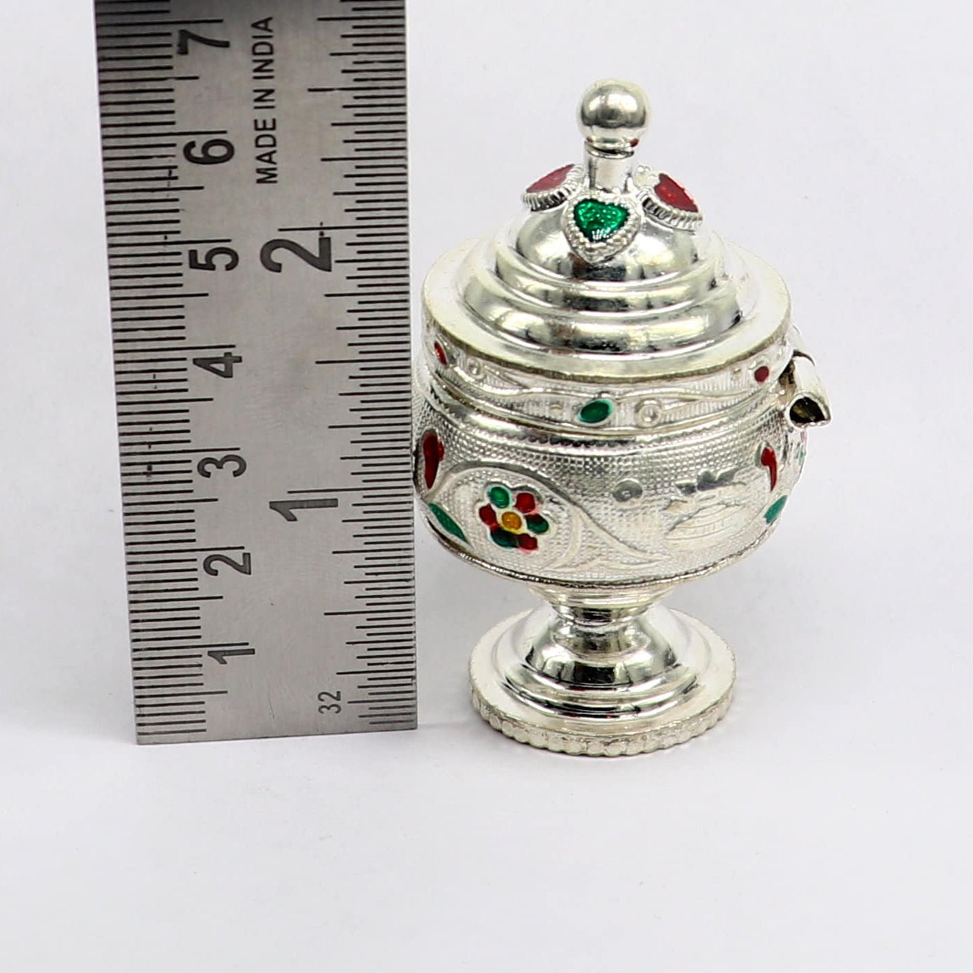 Vintage antique design Solid silver handmade trinket box, God serving Prasad container box, Kumkum box, Sindur box, best brides gift stb125 - TRIBAL ORNAMENTS