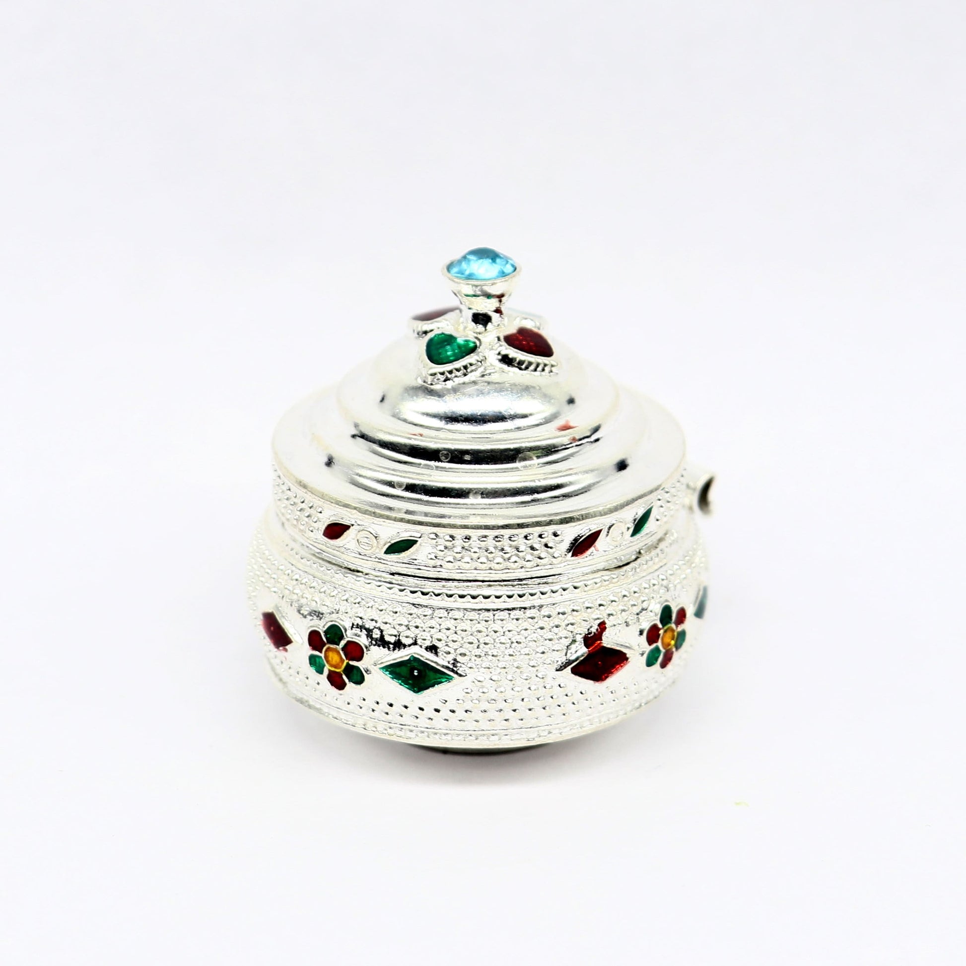 Vintage antique design Solid silver handmade trinket box, God serving Prasad container box, kumkum box, sindur box, best brides gift stb126 - TRIBAL ORNAMENTS