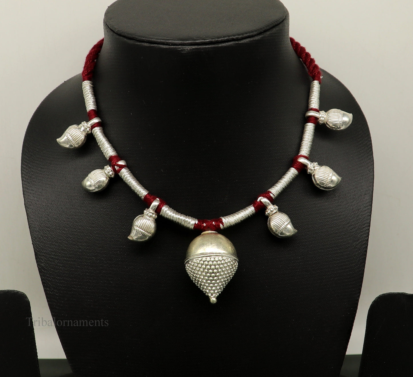 Vintage antique sterling silver tribal necklace featuring intricate ethnic designs, perfect for belly dance or customized jewelry.