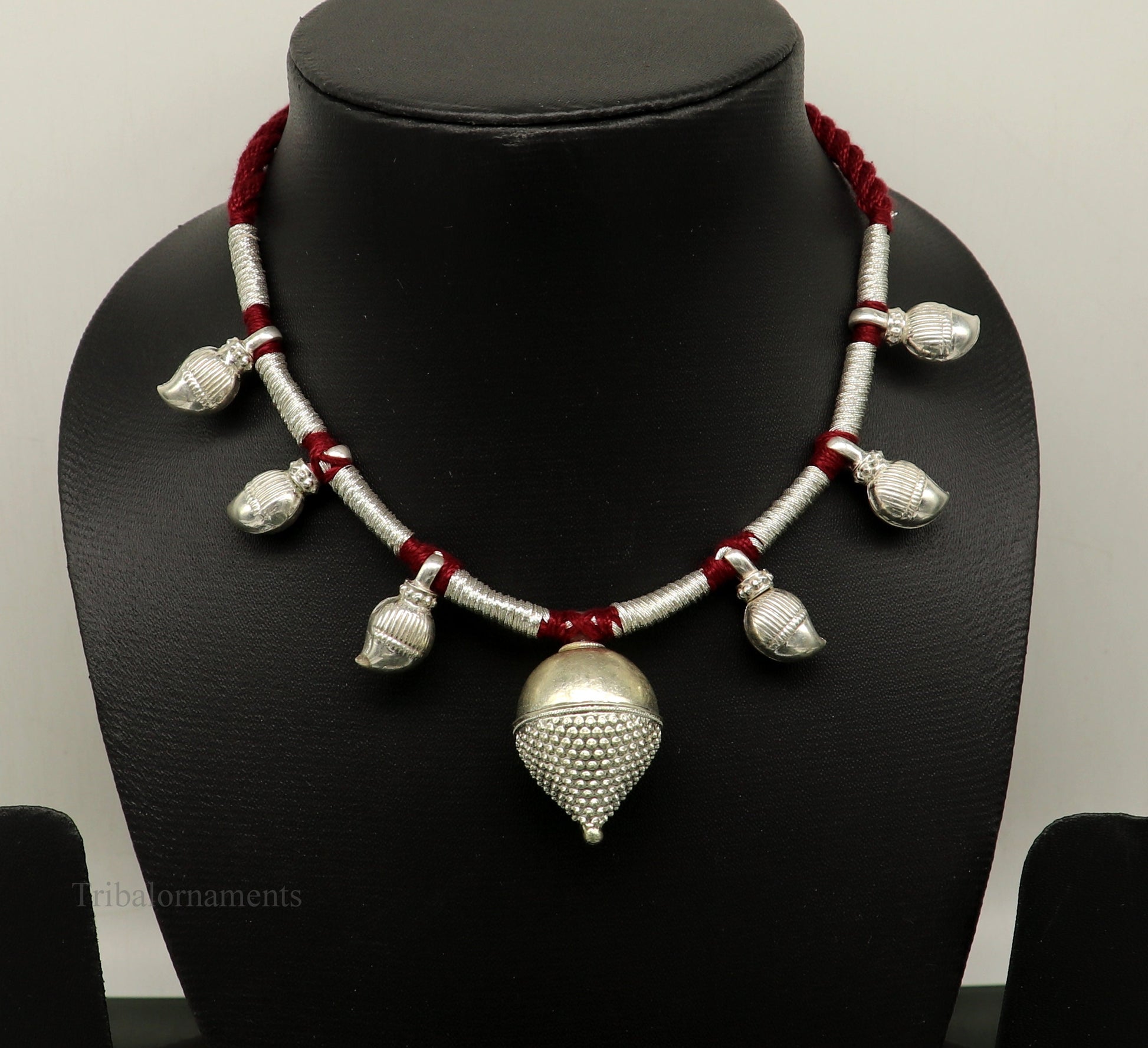 Vintage antique sterling silver tribal necklace featuring intricate ethnic designs, perfect for belly dance or customized jewelry.