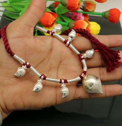 Vintage antique sterling silver tribal necklace with intricate ethnic design, perfect for belly dance or customized jewelry.