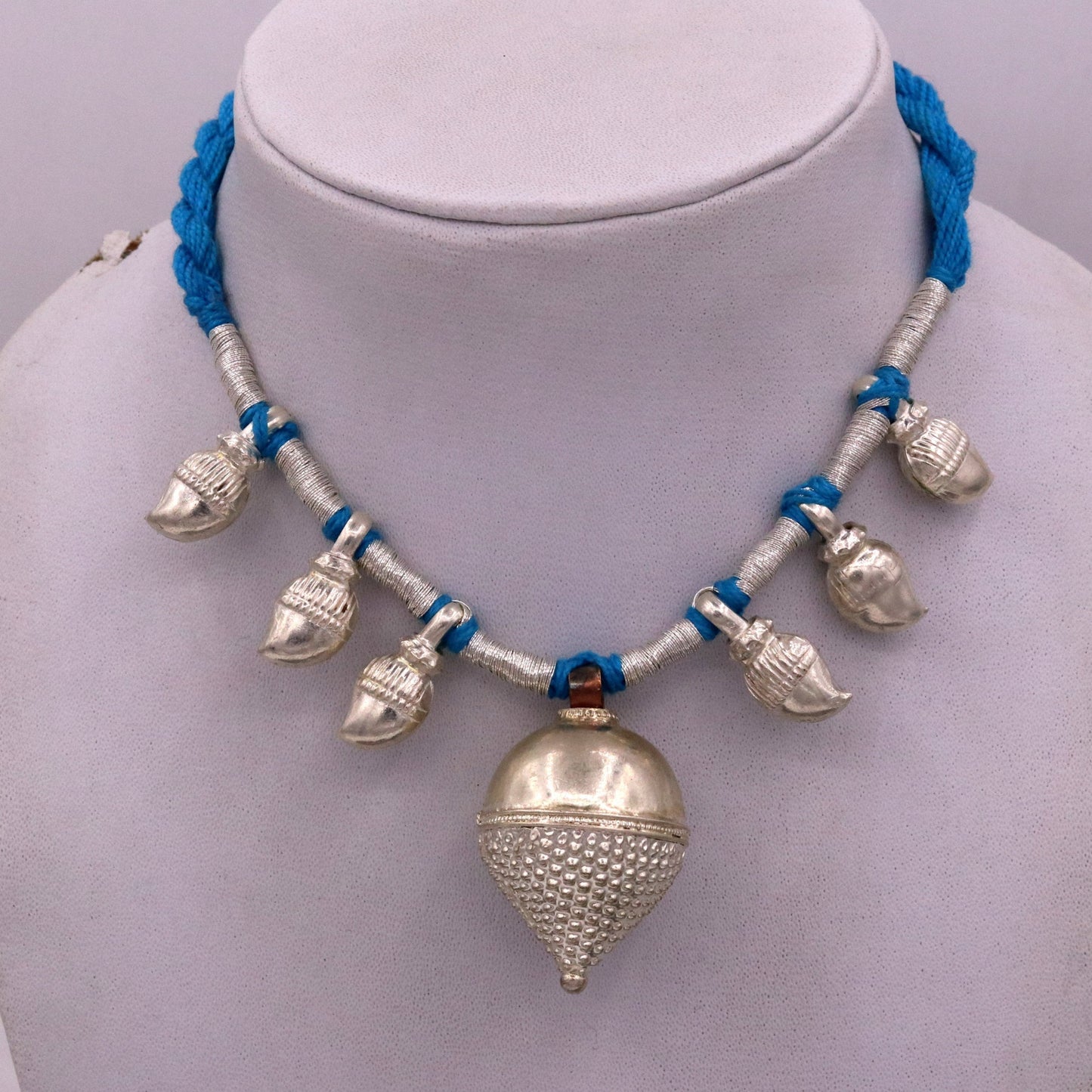 Vintage antique sterling silver tribal necklace from TRIBAL ORNAMENTS, featuring intricate designs for belly dance jewelry set.