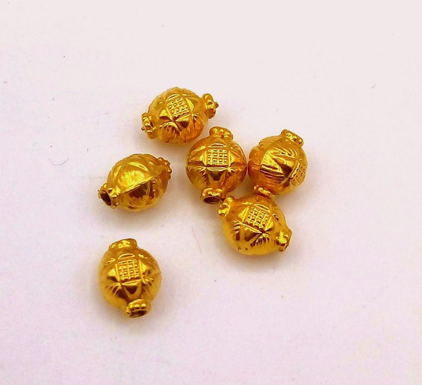 Vintage antique handmade loose beads traditional designer 22k yellow gold 6 beads or ball for custom jewelry making - TRIBAL ORNAMENTS