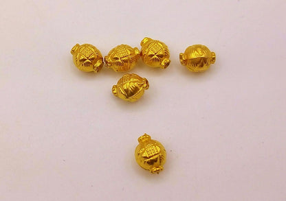 Vintage handmade loose beads in 22k yellow gold, traditional designer jewelry components with six gold balls for custom creations.
