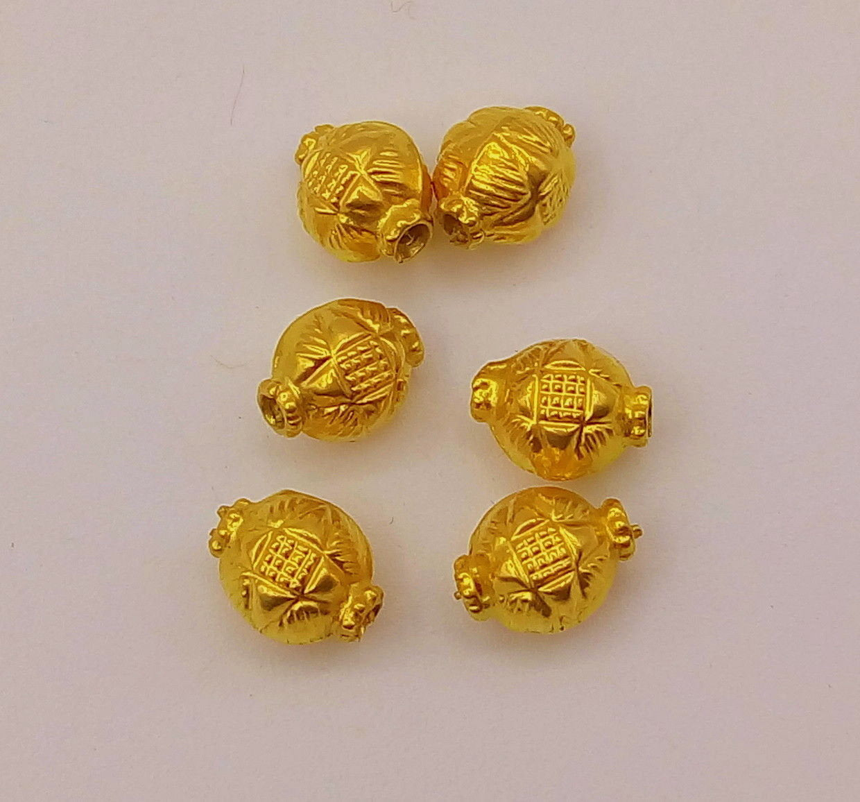 Vintage antique handmade loose beads traditional designer 22k yellow gold 6 beads or ball for custom jewelry making - TRIBAL ORNAMENTS