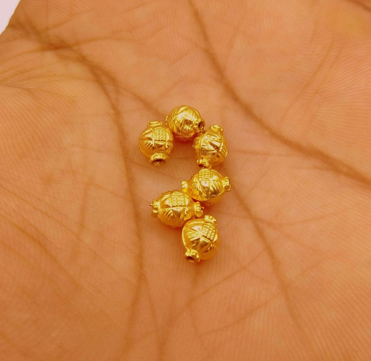 Vintage antique handmade loose beads traditional designer 22k yellow gold 6 beads or ball for custom jewelry making - TRIBAL ORNAMENTS
