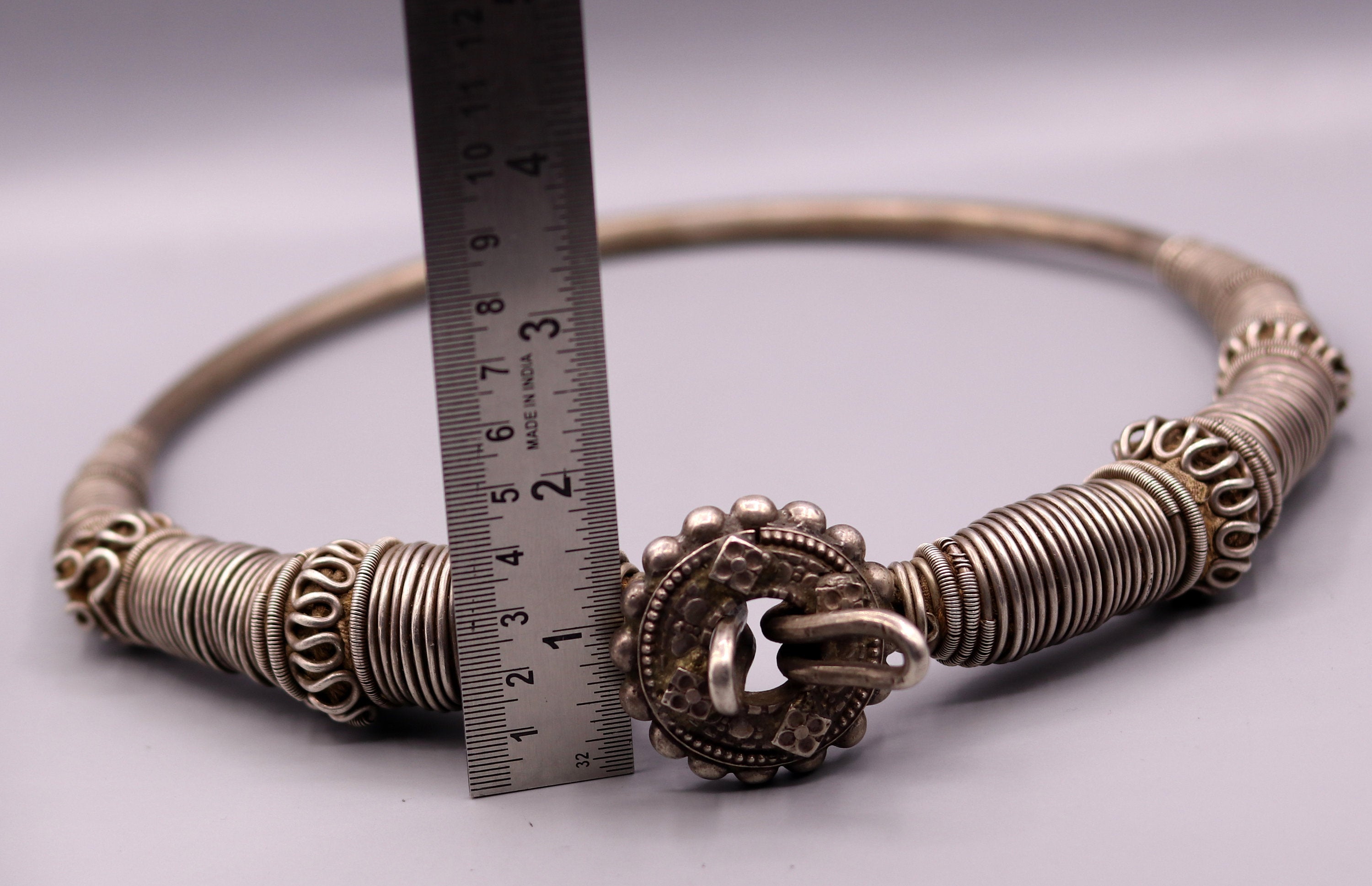 Vintage antique solid silver handmade necklace choker indian