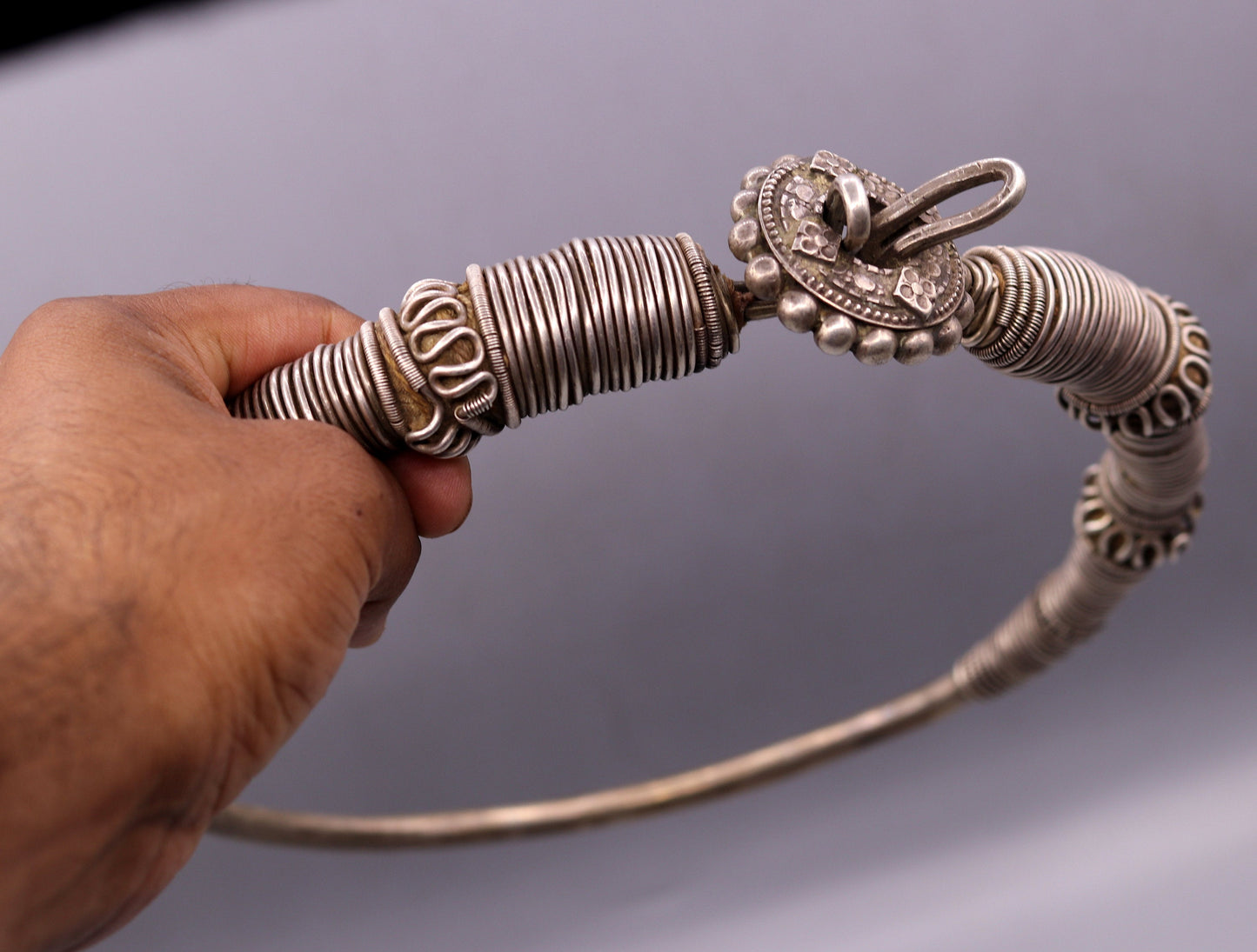 Vintage antique solid silver handmade necklace choker indian tribal jewelry 'hasali' necklace from india Rajasthan osn04 - TRIBAL ORNAMENTS